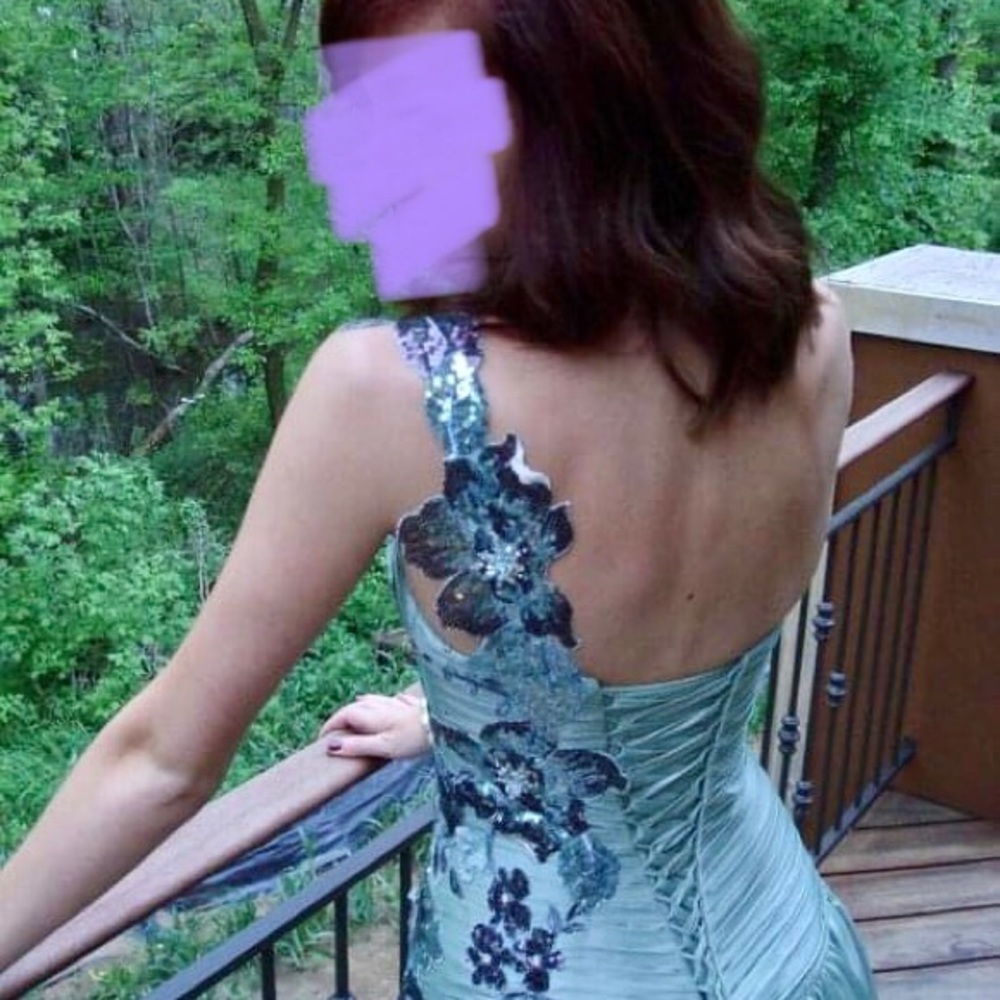Xcite Prom // Jade green floor length gown